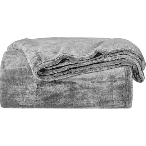 Couverture élégante et confortable au toucher velouté, légère et moelleuse en toutes saisons, idéale pour le canapé, le lit et les voyages. Couleur : gris uni. Taille : King/Cali King. (1/5)