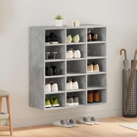 Meuble à chaussures avec rangement en bois d’ingénierie gris béton 77,5 x 30 x 83,5 cm - PANGIVO (1/5)