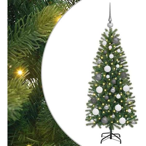 Sapin de Noël artificiel avec 150 lumières LED, vert, 120 cm, en PE et PVC. (1/5)