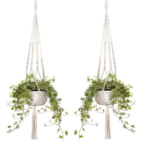 Bulbes de fleurs, lot de 2 bulbes de fleurs en macramé, suspension en corde de coton, 105 cm — HIKEREN (1/5)
