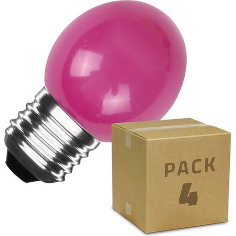 Pack 4 Ampoules LED E27 3W 300 lm G45 Rose Rose (1/2)