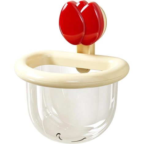 Cesta de almacenamiento transparente con ventosa, no requiere taladrar (apta para guardar cosas en la ducha y debajo del lavabo). (1/5)