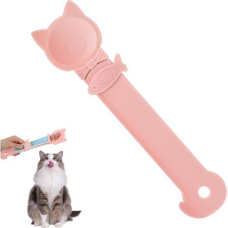 KOWOLL Cuillère à friandises pour chat, distributeur de friandises à lécher multifonctionnel pour aliments humides, rose (1/5)