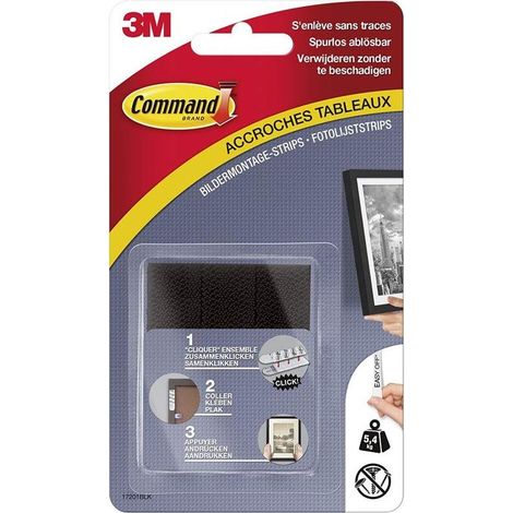 COMMAND LANGUETTES ACCROCHES TABLEAUX MOYEN MODÈLE, 8 X 2 LANGUETTES, 5,4 KG, BLANC - FIXATION SANS DOMMAGE 17201BLK