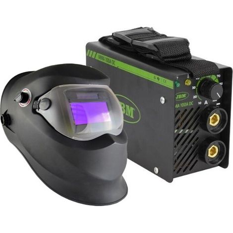 Saldatrice ad inverter da fabbro MMA 100A con casco saldatura autoscurante completa cavi (1/5)