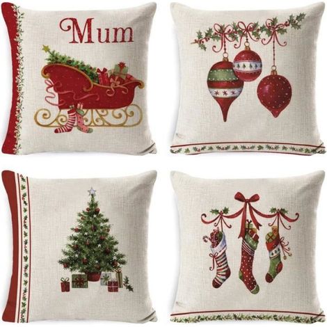 Taie d'oreiller - - Noël - 45 x 45 cm - Décoration intérieure - 4 pcs. (1/5)
