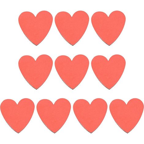 Lot de 10 autocollants magnétiques en forme de cœur (rouge), 30 x 2,2 mm, pour réfrigérateur et tableau, jouets pour enfants.-3.00X3.00X0.22CM-Red