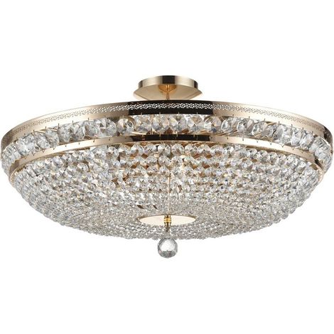Ottilia Plafonnier semi-encastré or et cristal, 12 lumières, E14 (1/2)
