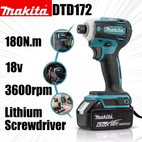 Makita DTD172 Avvitatore ad Impulsi 18V 1/4" Esagonale 180 Nm - con Batteria e Caricatore