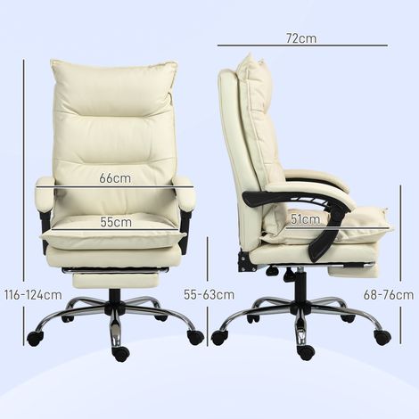 Chaise de bureau ergonomique, fauteuil lounge avec repose-pieds, beige. (1/5)