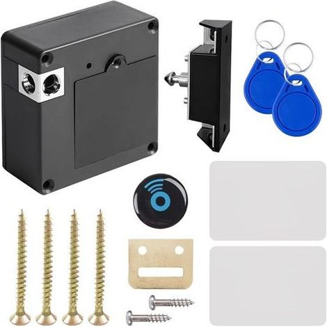 Intelligentes Schubladenschloss – Versteckte Schlösser: Elektronisches NFC-Schloss mit 2 Schlüsselanhängern und 2 RFID-Karten, Kindersicherung für Schränke, Schubladen, Spinde und Briefkästen (1/5)