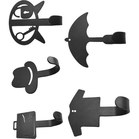 Ganchos de Pared para Puerta, 5 Piezas Hierro Negro (1/5)