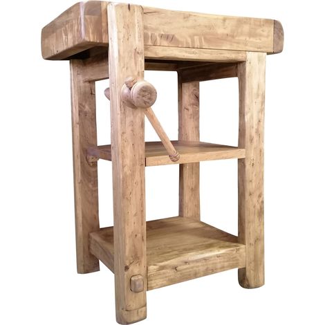 Landarbeitsplatz aus Lindenvollholz, naturbelassen Made in Italy