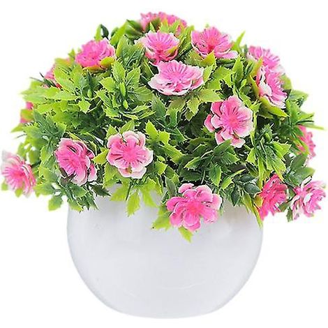 Plante artificielle en pot réaliste et durable, ornement bonsaï artificiel pour la décoration de la maison, du bureau, du patio ou d'un bureau.rose (1/5)