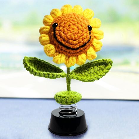 Tournesol décoratif à bascule fait main pour voiture, bureau et maison (1/5)
