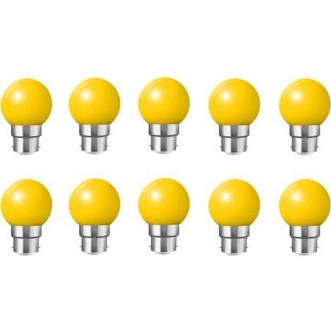 10X B22 Ampoule jaune 1W Ampoule Couleur Économie d'énergie Couleur à LED 200LM Adapté aux Décoration AC 220V-240V jaune (1/4)