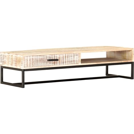 Couchtisch Weiß 117 × 50 × 30 cm Massivholz Akazie vidaXL (1/5)
