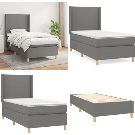 Boxspringbett mit Matratze Dunkelgrau 90x200 cm Stoff - Boxspringbett - Doppelbett - Bettenrahmen - Schlafsystem - Lattenrost - Home & Living (1/5)