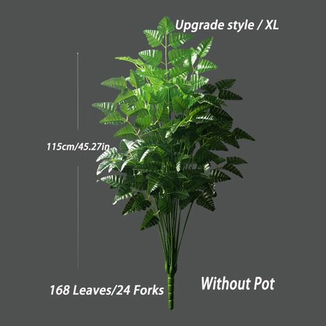 (115 cm, 24 branches) Grand arbre artificiel de feuilles de Perse, faux palmier, branche de Monstera en plastique, grande fougère tropicale pour la décoration de la maison et du jardin (1/4)