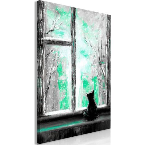 Tableau Imprimé "Longing Kitty Green" 60 x 90 cm (1/2)