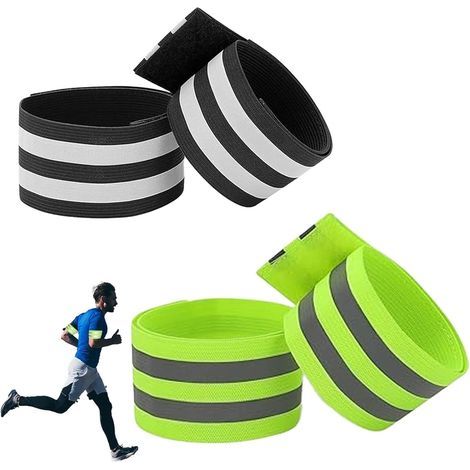 Lot de 4 pinces à pantalon de vélo - Bandes élastiques réfléchissantes - Pour vélo, jogging et extérieur - Protection du pantalon avec fermeture - Pince réfléchissante (1/5)