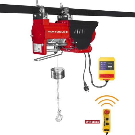 Mw Tools – Palan électrique à câble rapide 600kg 35m 1,3 kW 230V télécommande sans fil – SL30040R (1/5)