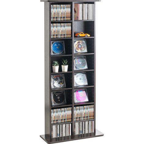 VEVOR Armadietto Portaoggetti Multimediale, Ripiano 8 Strati 16 Scomparti, Può Contenere Fino a 464 CD, Fipiani Regolabili Protegge Organizza Collezioni di Musica Film Cimeli, Colore Caffe Espresso