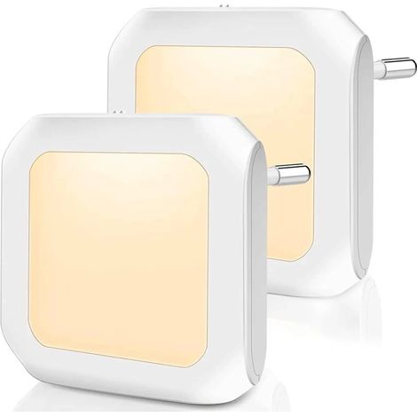 Quattro luci notturne a LED, con spina, luce bianca calda dimmerabile, con sensore di luce, adatte per scale, camere da letto e corridoi.