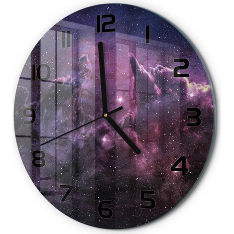 Horloge Murale Ronde Mouvement Fluide Verre Trempé Silencieuse Sans Tic-Tac Brouillard fi 30 cm (1/5)