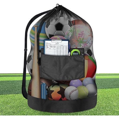 Sacs en filet avec cordon de serrage – Sac de rangement pour balles de grande capacité pour le sport et l'extérieur, organisateur respirant pour l'entraînement en salle de sport et la natation, sac po (1/5)
