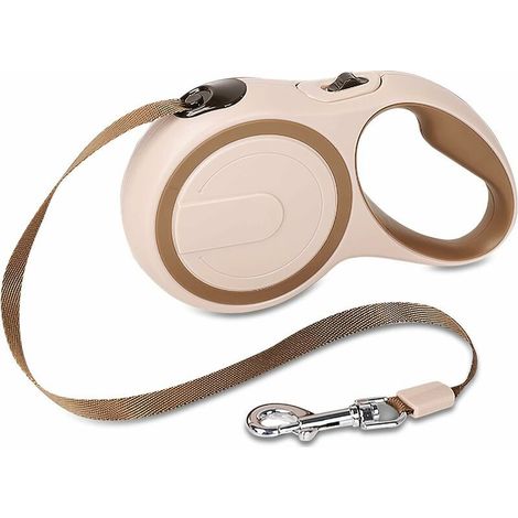 Laisse pour Chien Rétractable, Frein Et Verrouillage à Un Bouton, Laisse Extensible à 360° sans Enchevêtrement avec Ruban Tressé en Nylon Haute Densité(M, Marron), Ensoleillé (1/5)