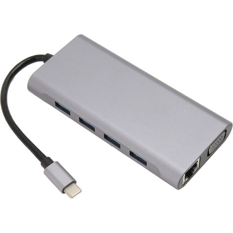 Hub USB-C 11 en 1 avec adaptateur multiport (4 ports USB
3.0, HD 4K, VGA, RJ45, Ethernet, charge PD, prise audio 3,5 mm) et station d'accueil. (1/5)