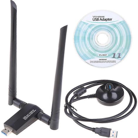 Drahtlose Netzwerkkarte für Desktop-PCs, unterstützt Windows XP und Vista, USB 2,4 GHz/5,8 GHz, mit Basisstation – Hochgeschwindigkeits-WLAN-Adapter