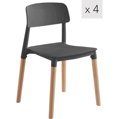 Nordlys - Lot de 4 Chaises de Salle a Manger Scandinaves Pieds Bois (1/5)