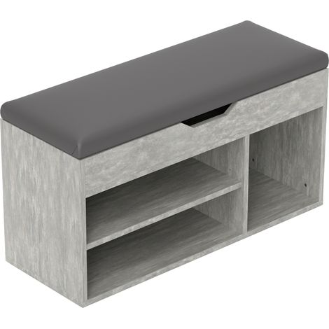 HOMCOM Mobile Scarpiera a 3 Ripiani Aperti in Legno e Pelle PU Nero e Grigio (1/5)