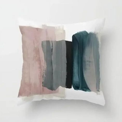 Taie D'oreiller - Coton Linen Mélangé - Motif Aquarelle Abstrait Double Face - Pour Canapé Lit Chaise Bureau Extérieur - 40x40 cm (1/5)