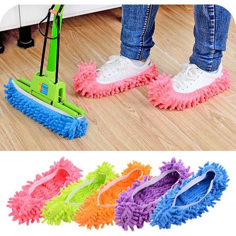 Lot de 5 paires (10 pièces) chaussons à franges réutilisables en microfibre pour nettoyage de sol, housses de chaussures à épousseter, couvre-tête de serpillière, accessoire d’entretien ménager.