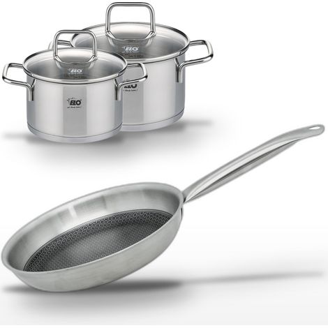 Ensemble Poêle 28cm et 2 Faitouts 14/16cm Elo Relief Solution (1/5)