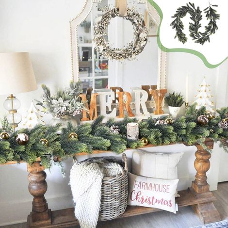 Guirlande De Noël Artificielle - 200 Cm - En PVC Vert - Pour Cheminée Tableau Porche Intérieur Extérieur - 1 Pièce (1/5)