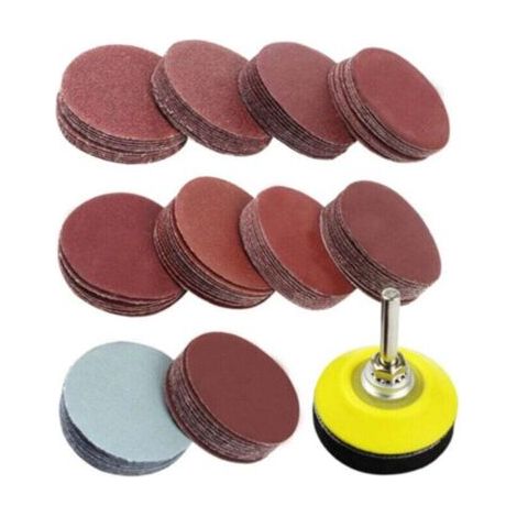 Pair Schleifscheibe, 100 Schleifscheiben 50 mm, Polierschleifscheibe + 1 Polierschleifpad für Bohrmaschine, Schleifpapier, Körnung 80, 120, 180, 240, 400, 600, 800, 1200, 2000, 3000 (1/5)