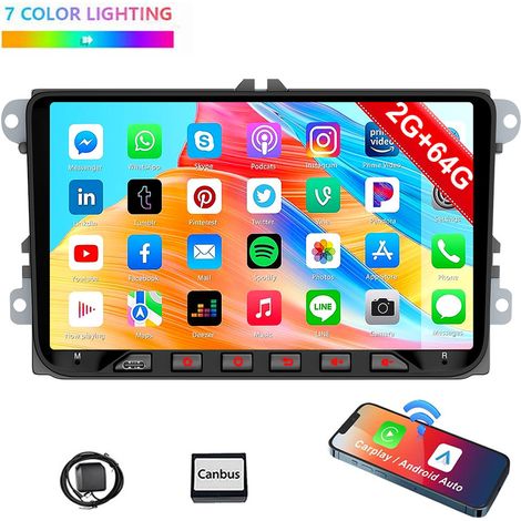 Autoradio Android 14 GPS 2 DIN pour VW GOLF 5 6 Passat Touran Tiguan 2+64G (1/5)