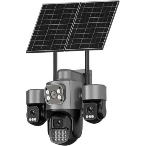 TrAdE Shop Traesio - Telecamera Di Videosorveglianza A Quattro Lenti Aov Ptz Rotante 4g A Energia Solare - (1/5)