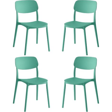 Set 4 Sedie Impilabili in polipropilene da cucina 40x39x78 cm Colore Verde Menta SUN Colore Verde Menta