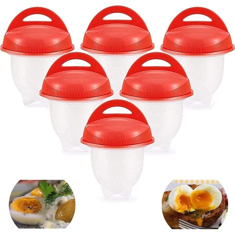 Lot de 6 moules en silicone pour œufs pochés, cuisson facile et (1/4)
