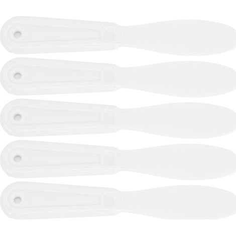Lot de 5 spatules à plâtre ergonomiques, douces au toucher, résistantes à l'usure et faciles à utiliser pour mélanger et remuer la cire à modeler (blanches). (1/5)