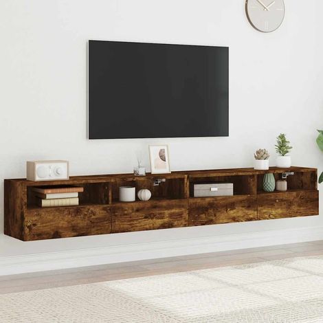 vidaXL Meubles TV muraux 2pcs chêne fumé 100x30x30cm bois d'ingénierie (1/5)