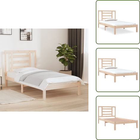 The Living Store Letto senza Materasso 90x190 cm in Legno Massello di Pino - Letto in legno