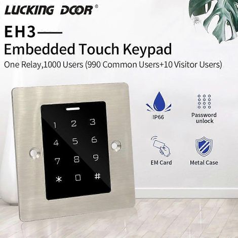 Controlador de acceso con teclado táctil metálico integrado para contraseña, 125 kHz, tarjeta, sistema de control de acceso para puertas, resistente al agua y para exteriores. (1/5)