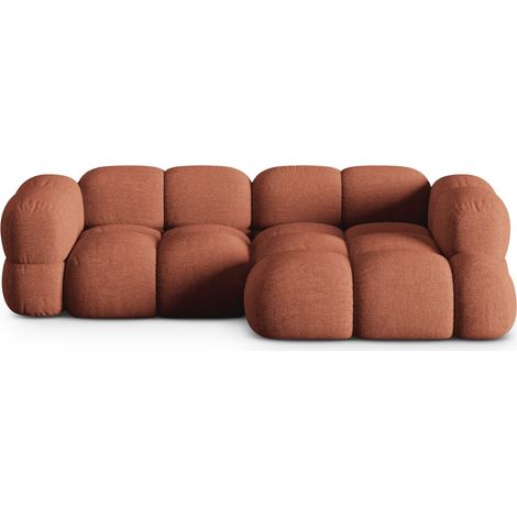 Canapé d'angle droit 3 places en tissu structurel corail (1/5)