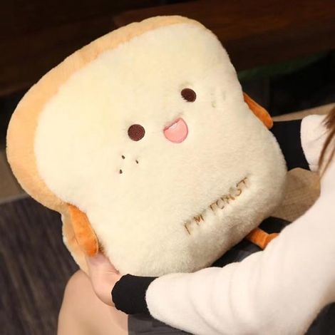 Cuscino di peluche a forma di fetta di pane, adorabile scaldamani di peluche a forma di toast (1/5)